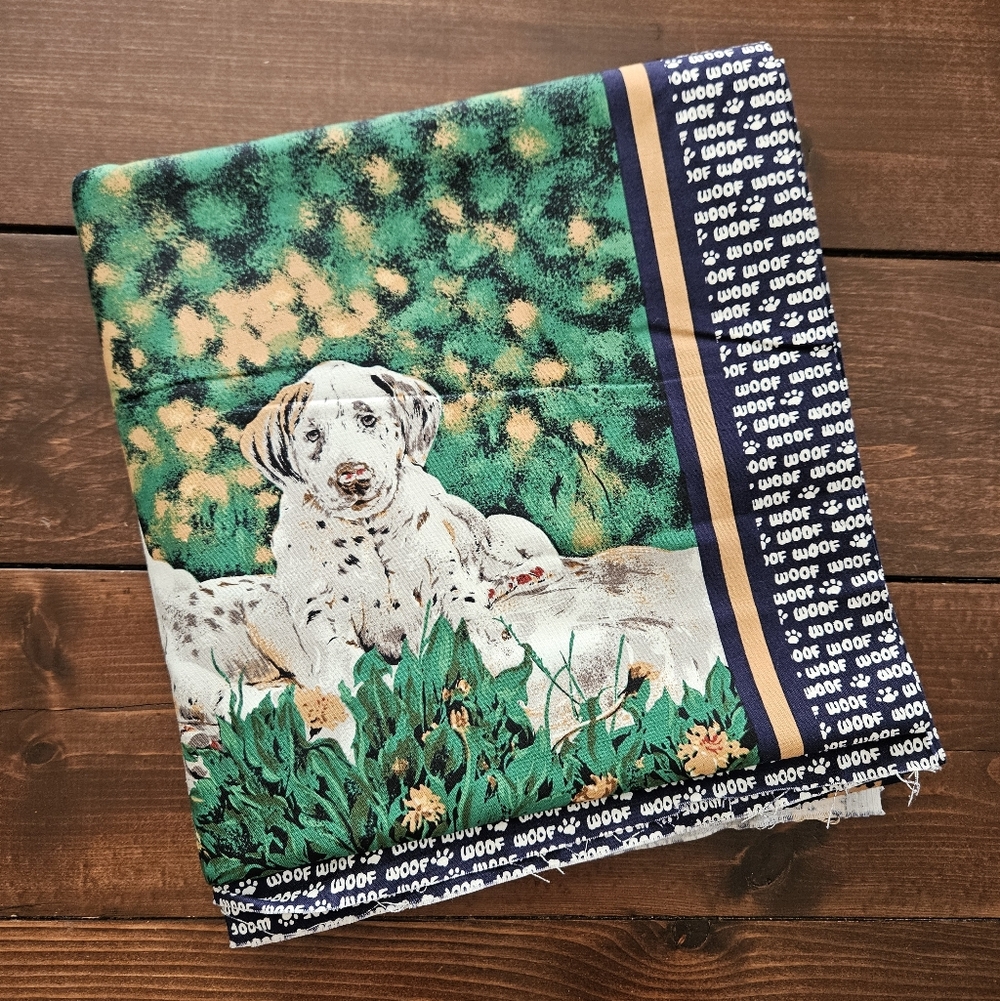 Vintage‎ Puppy Dog Panel Fabric - Four Repetitive Dog Portraits with Woof Edges